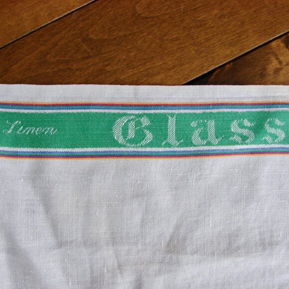 Vintage Tea Towel Linen Kitchen Glass Dish Giovedi Irish Linen Stripe Embroidery - Picture 7 of 15